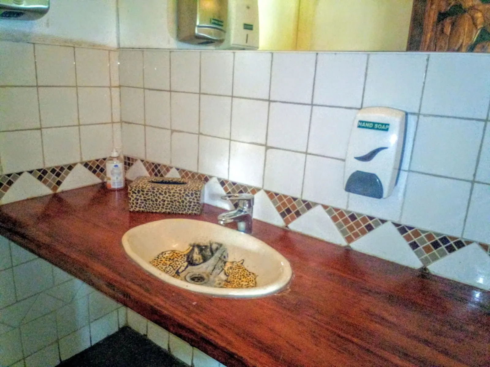 Basin set in a wooden counter