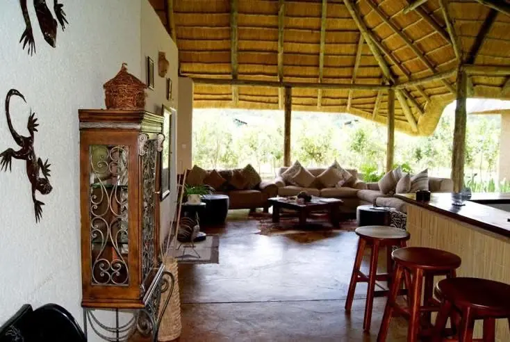 Open-air lounge under the thatched roof