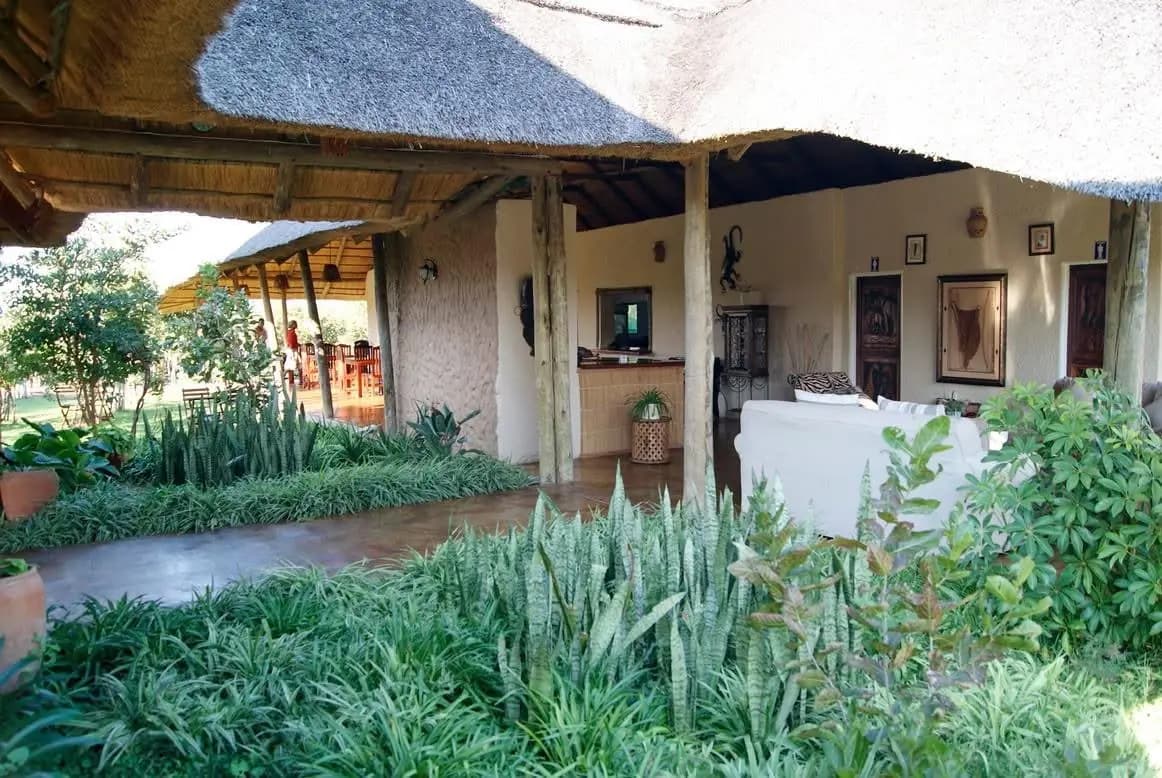 Open-air lounge looking onto the garden